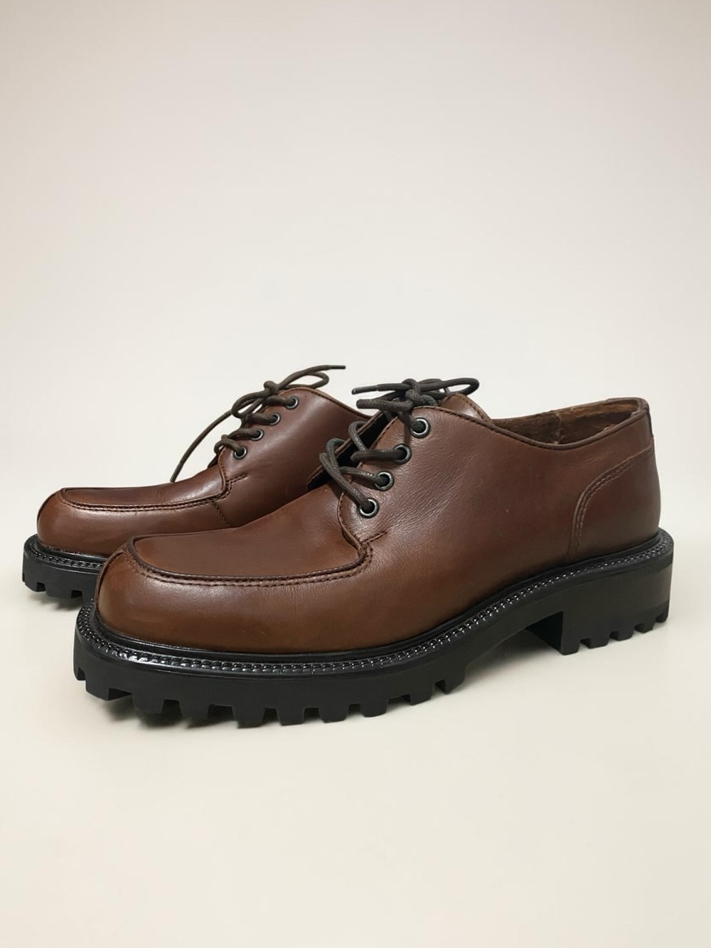 GBX Marco Brown Leather Square Toe Chunky Shoe Made In Italy Sz 9